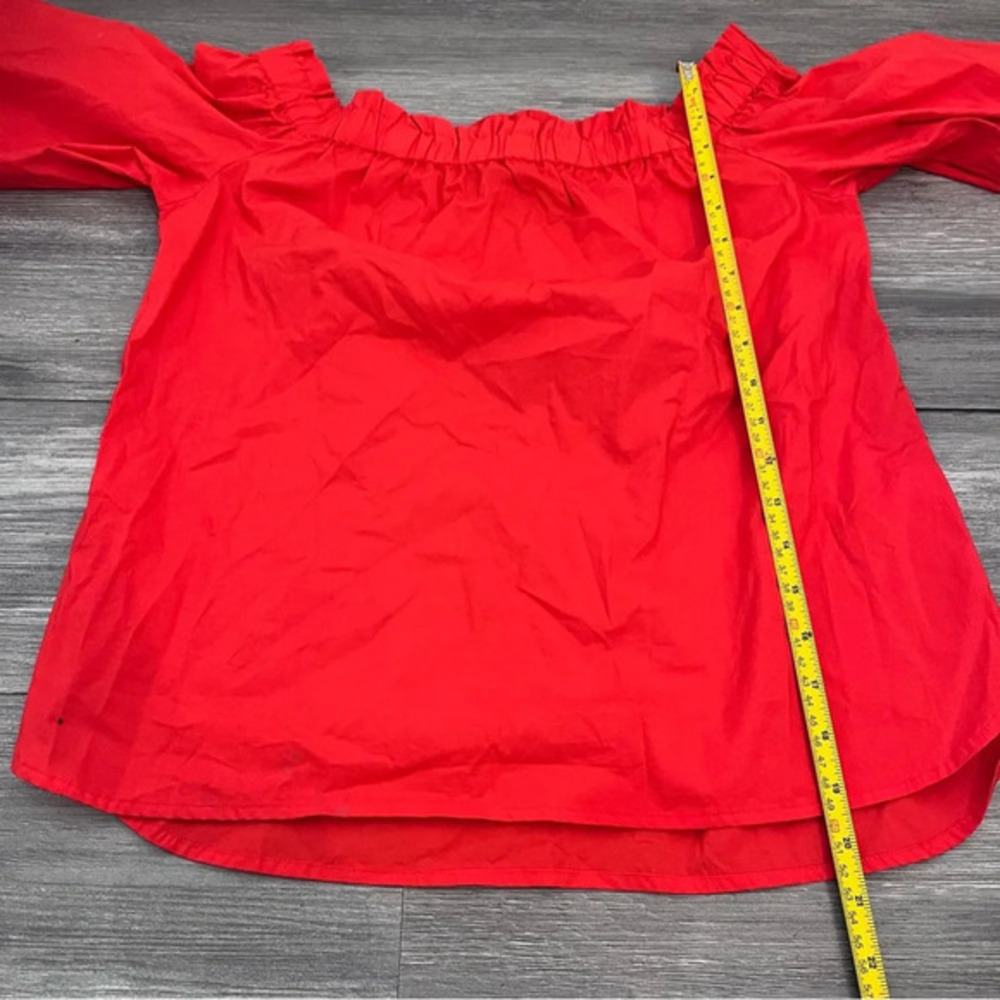 J. Crew Womens Off-the-Shoulder Blouse Size‎ 0 Red 100% Cotton Preppy - Picture 7 of 7